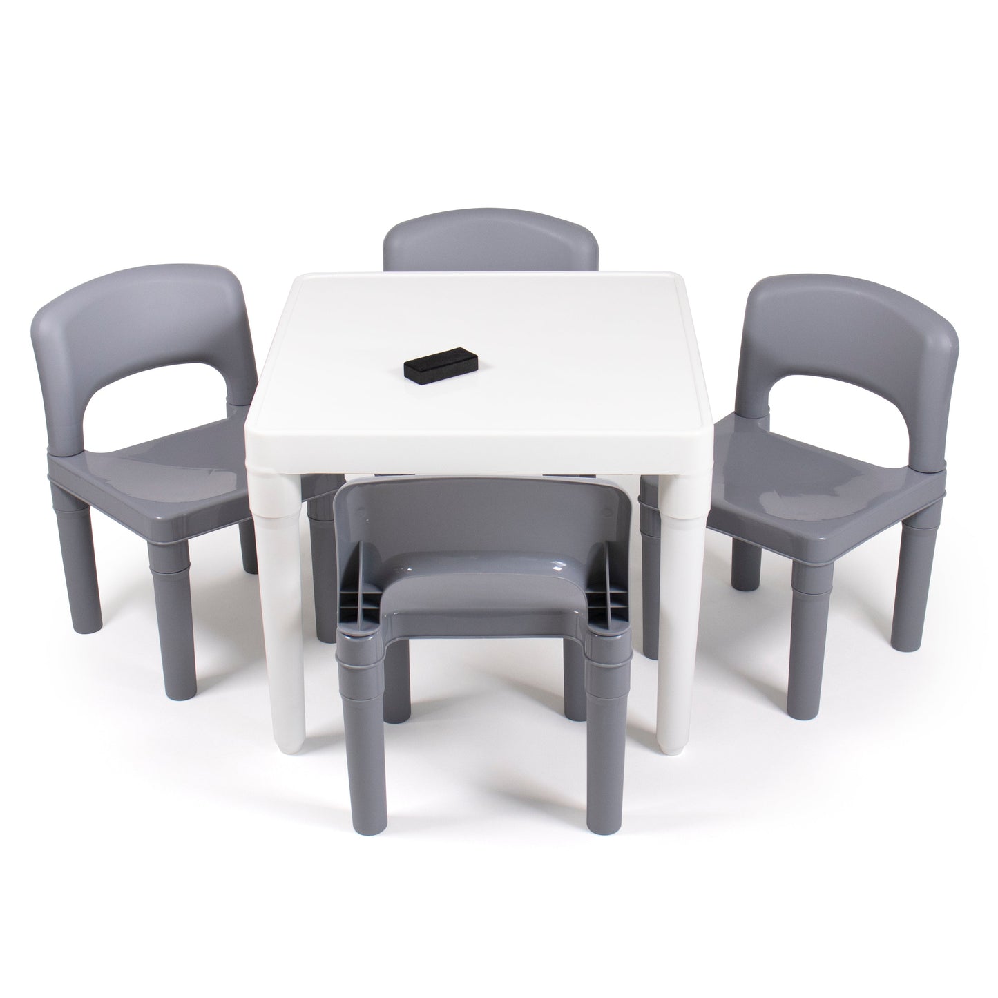 5-Piece Plastic Dry-Erase Table & Chair Set with Eraser