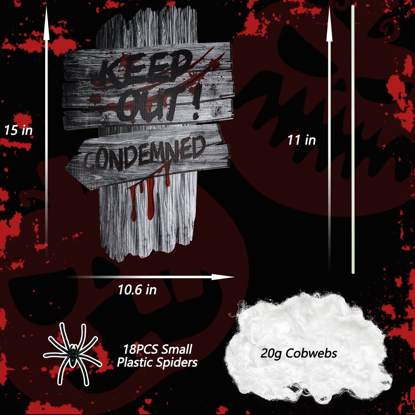 Halloween  Outdoor Yard Signs Stakes w/ 20g Cobwebs & 18 Pcs Small Spider