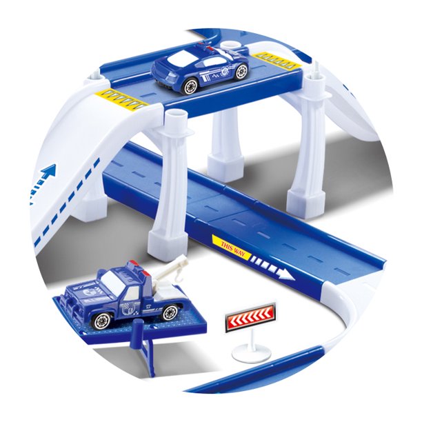 Police City Track Vehicle Toy Playset With Garage Car Wash and More to Kids