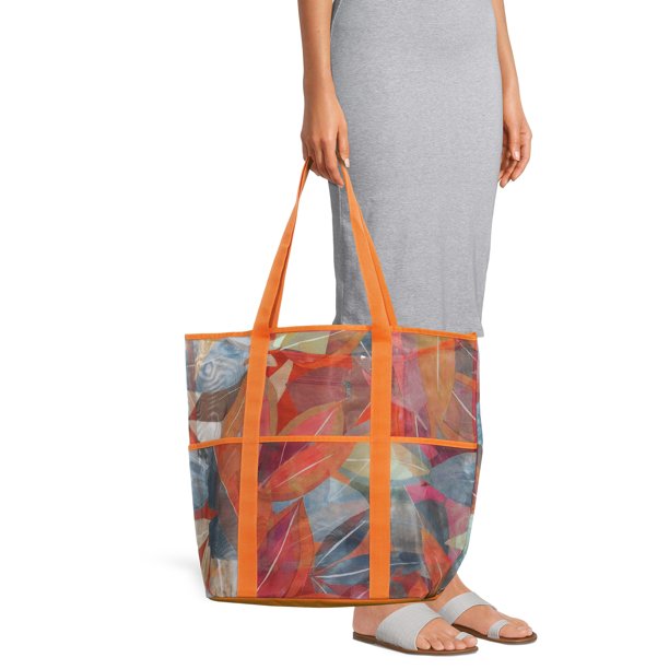 Women's Mesh Beach Tote Bag, 2-Pack Tropic Orange Spirit / Black