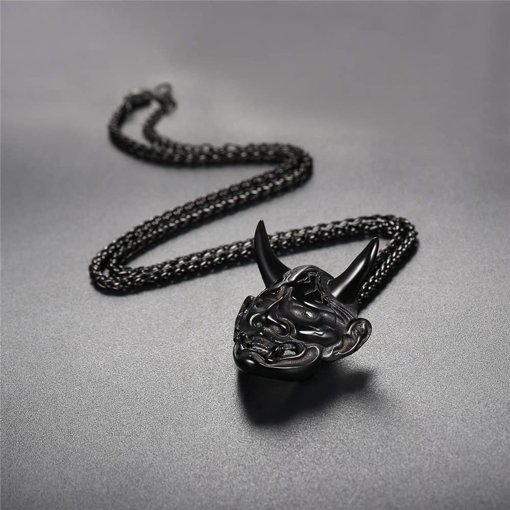 Skull w/ Evil Horn Pendant Necklace for Men & Women