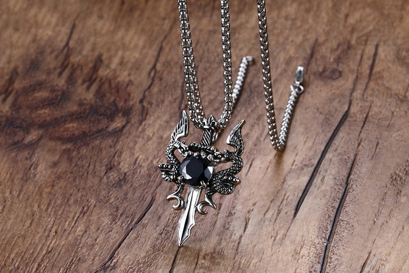 Dragon Sword Necklace Stainless Steel for Women