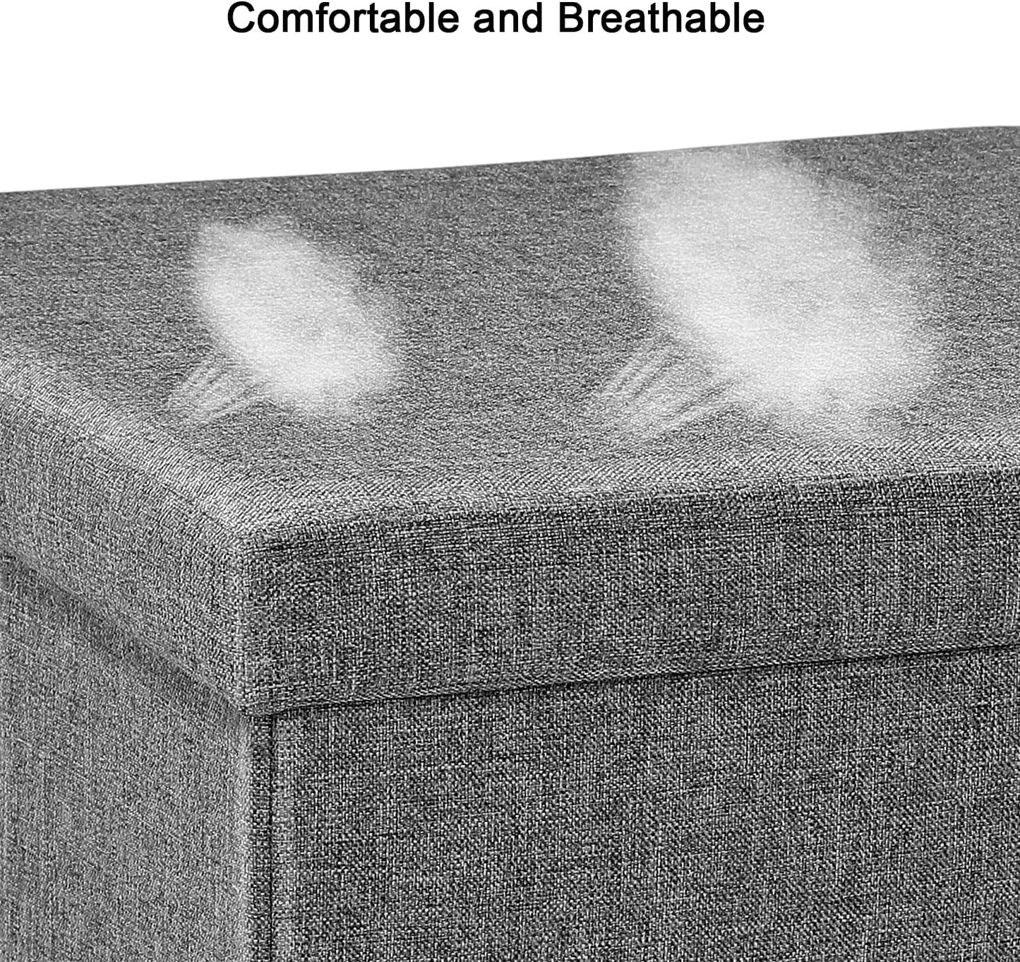 Folding Storage Ottoman Bench w/ Lid Tray, Grey