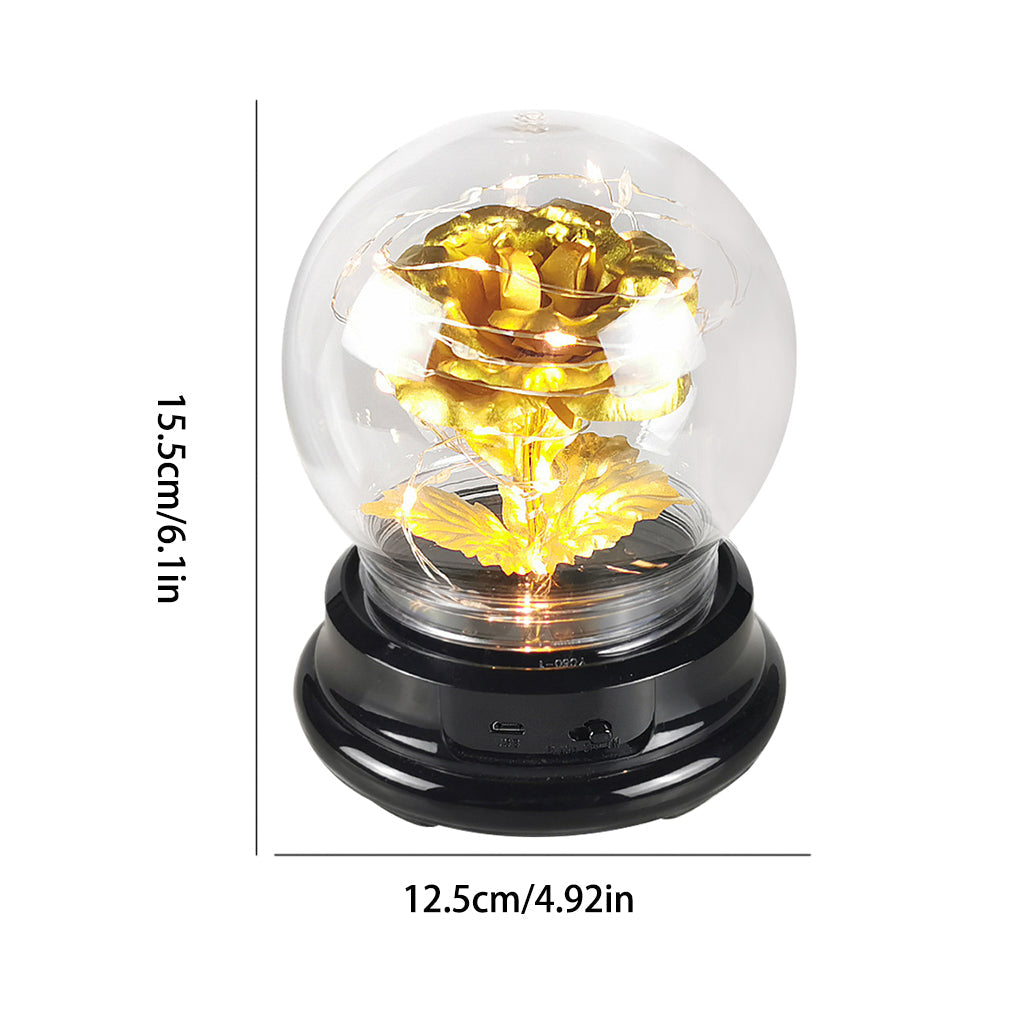 Rose Flower in Glass Dome w/ LED Light