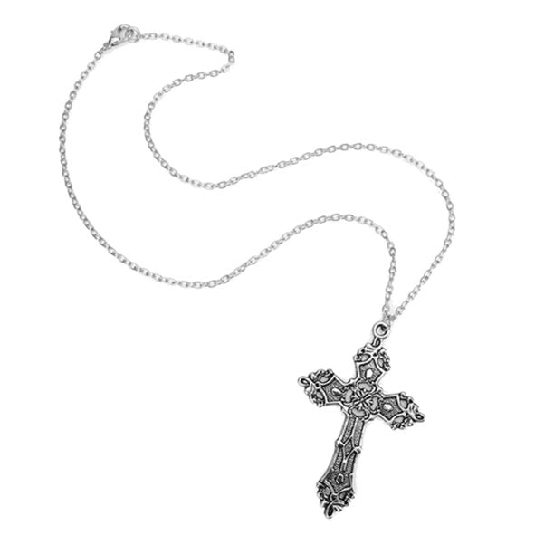 Cross Pendant Necklace Long Chain Punk Goth Trendy Jewelry Accessories Choker