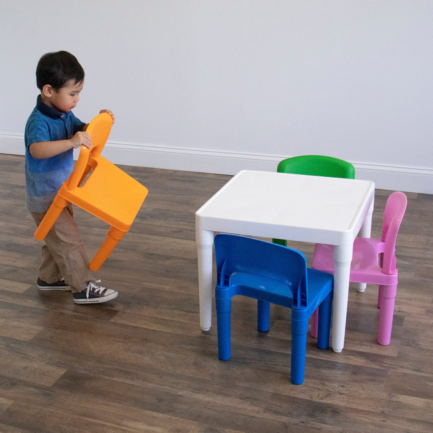 5-Piece Plastic Dry-Erase Table & Chair Set with Eraser