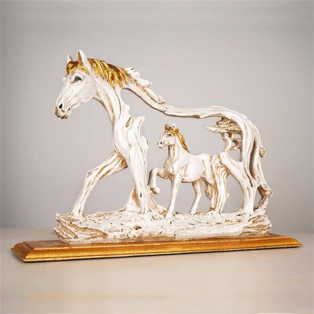 Gorgeous Artwork Micro Standing Galloping Horse Resin Statue for Home Decoration