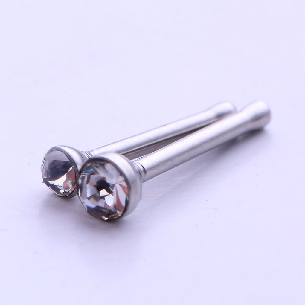 60pcs Stainless Steel Adults Nose Rhinestone Piercing Studs Rings Pins