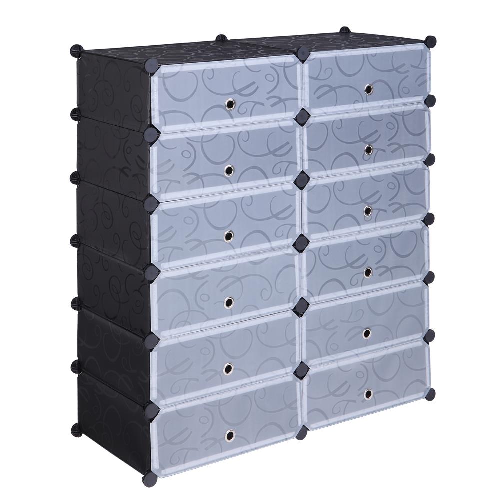 12 Cubes DIY Modular Shoe Storage - 6 Ties 24 Pairs Shoes