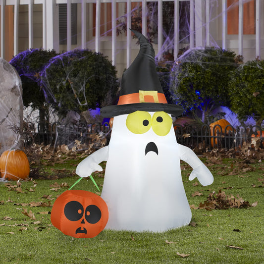 Halloween Inflatables Outdoor Ghost with Witch Hat