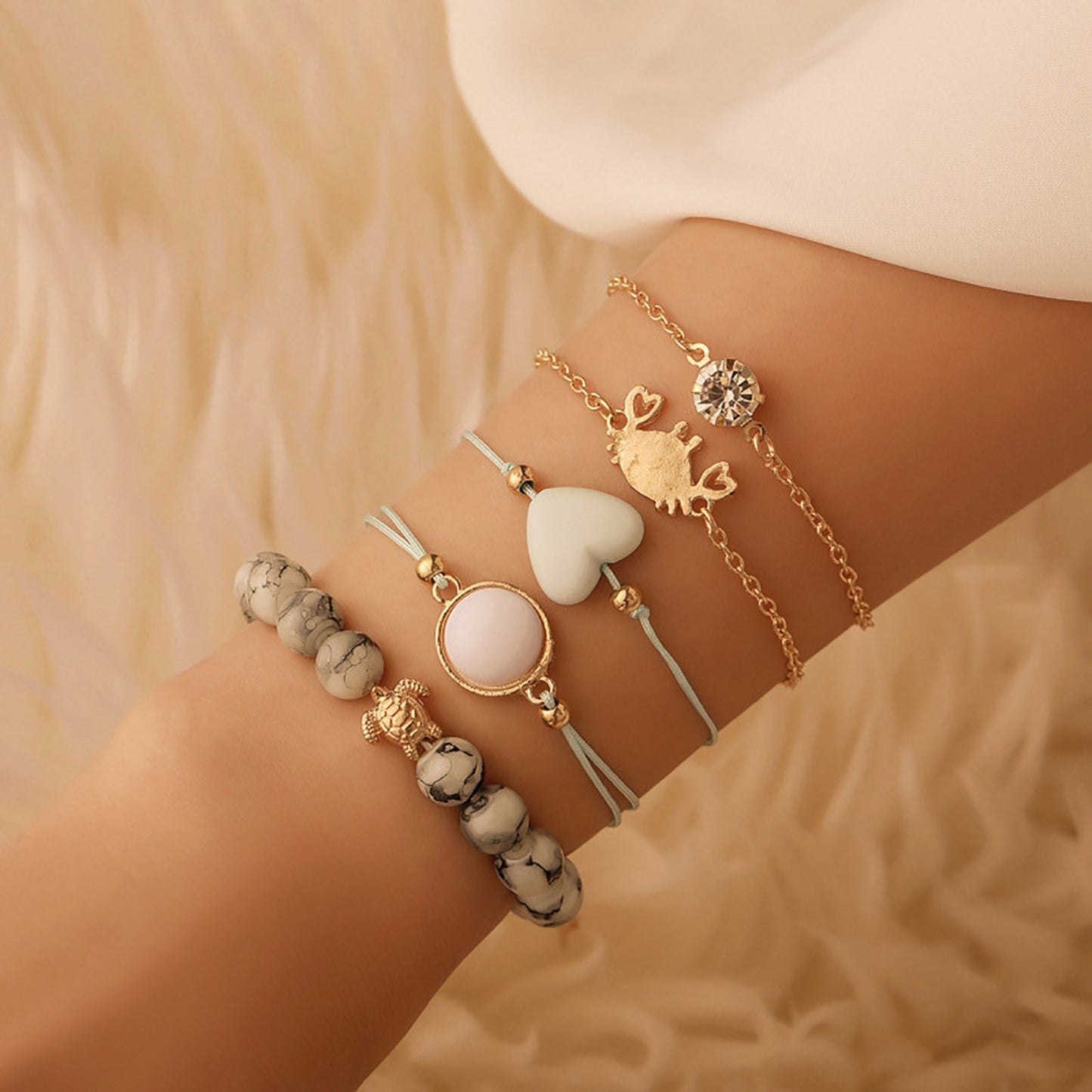 Boho Multilayer Bracelet Set Women Cuff Bangle Chain