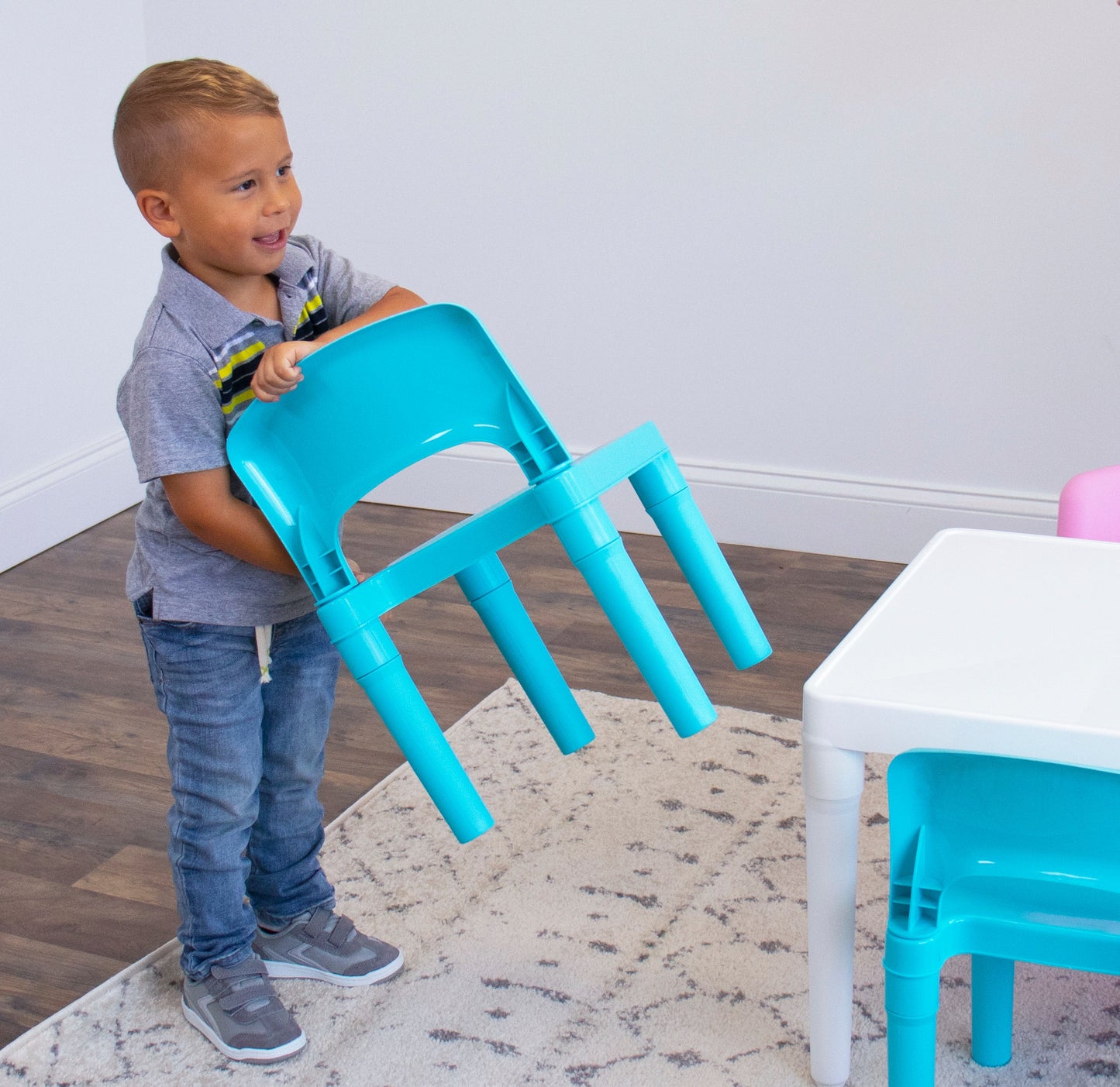 5-Piece Plastic Dry-Erase Table & Chair Set with Eraser