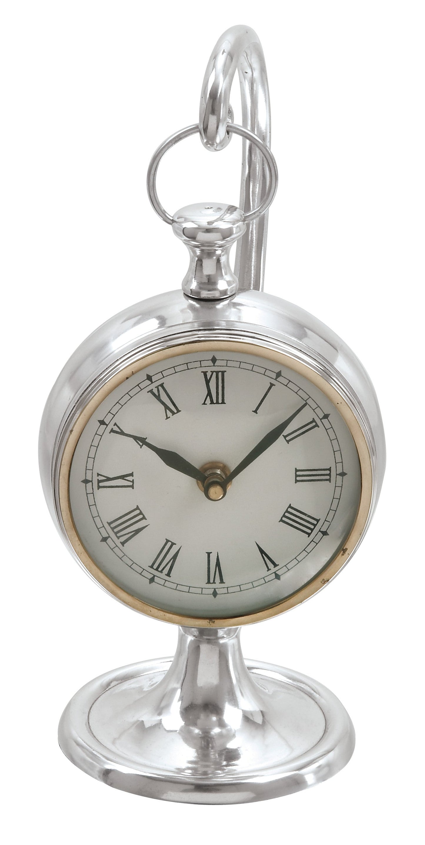 11"H, 5"W Aluminum Silver Analog Coastal Clock