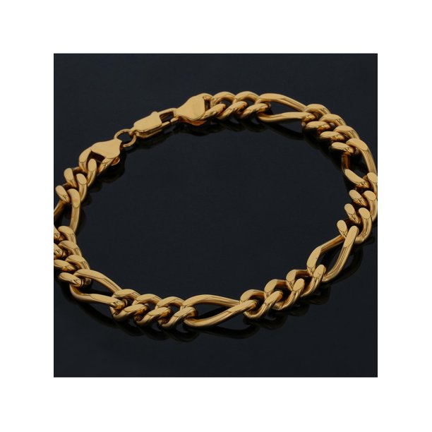 Men's Gold-Tone Stainless Steel Figaro Bracelet 9" - Mens Bracelet