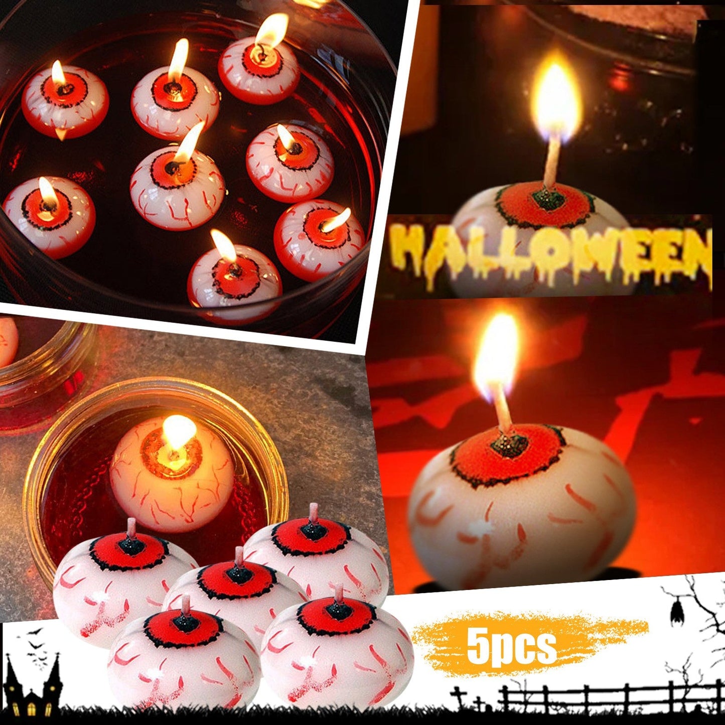 Eyeball Floating Halloween Candles for  Party Decoration