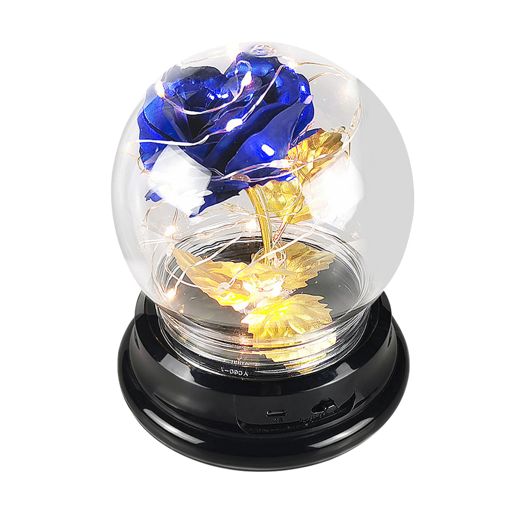 Rose Flower in Glass Dome w/ LED Light