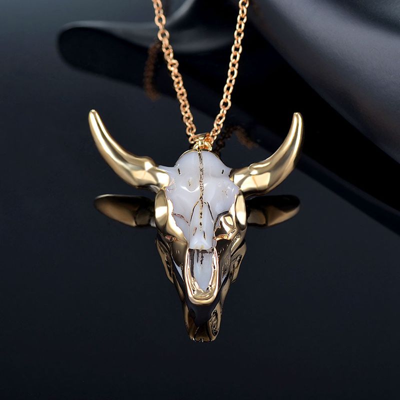 Vintage Hip Hop Bull Skull Necklace for Men