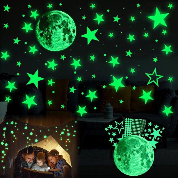 435pcs Glow in the Dark Stars Wall Stickers for Ceiling, Waterproof Non-Toxic for Wall Hanging Decoration