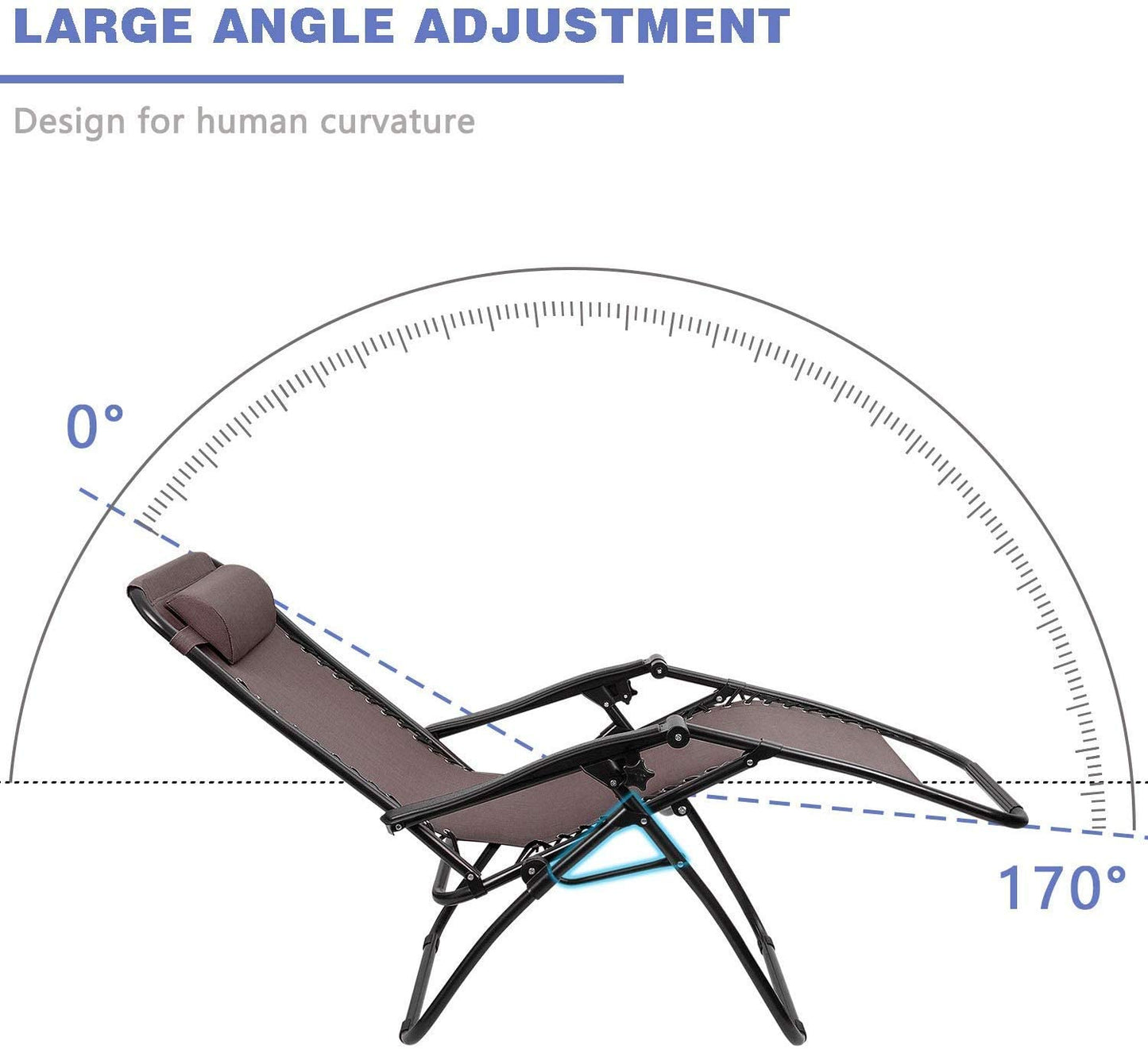 2 Pack Outdoor Lounge Patio Chair w/ Adjustable Pillow