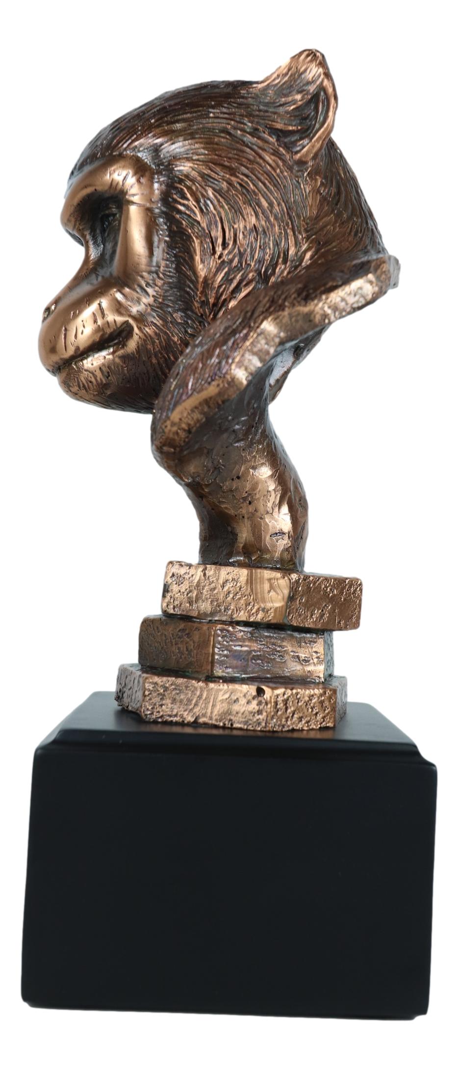 Chimpanzee Monkey Ape Head Bust Figurine w/ Base