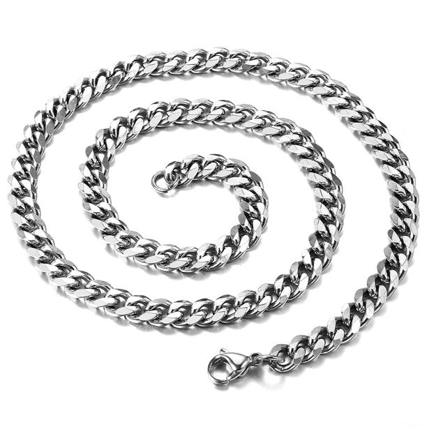 7mm 20" Stainless Steel Silver Tone Chain Cuban Curb Men Necklace