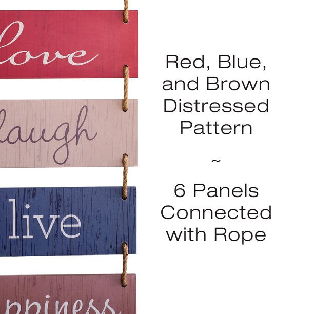 Large Hanging Wall Sign: Rustic Wooden Decor (Home, Family, Love, Laugh, Live, Happiness) Hanging Wood Wall Decoration (11.75" x 32")