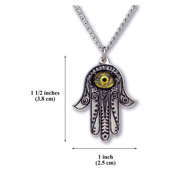 Lucky Hamsa Hand Amulet with Green Eye Pendant Necklace  for Men/Women