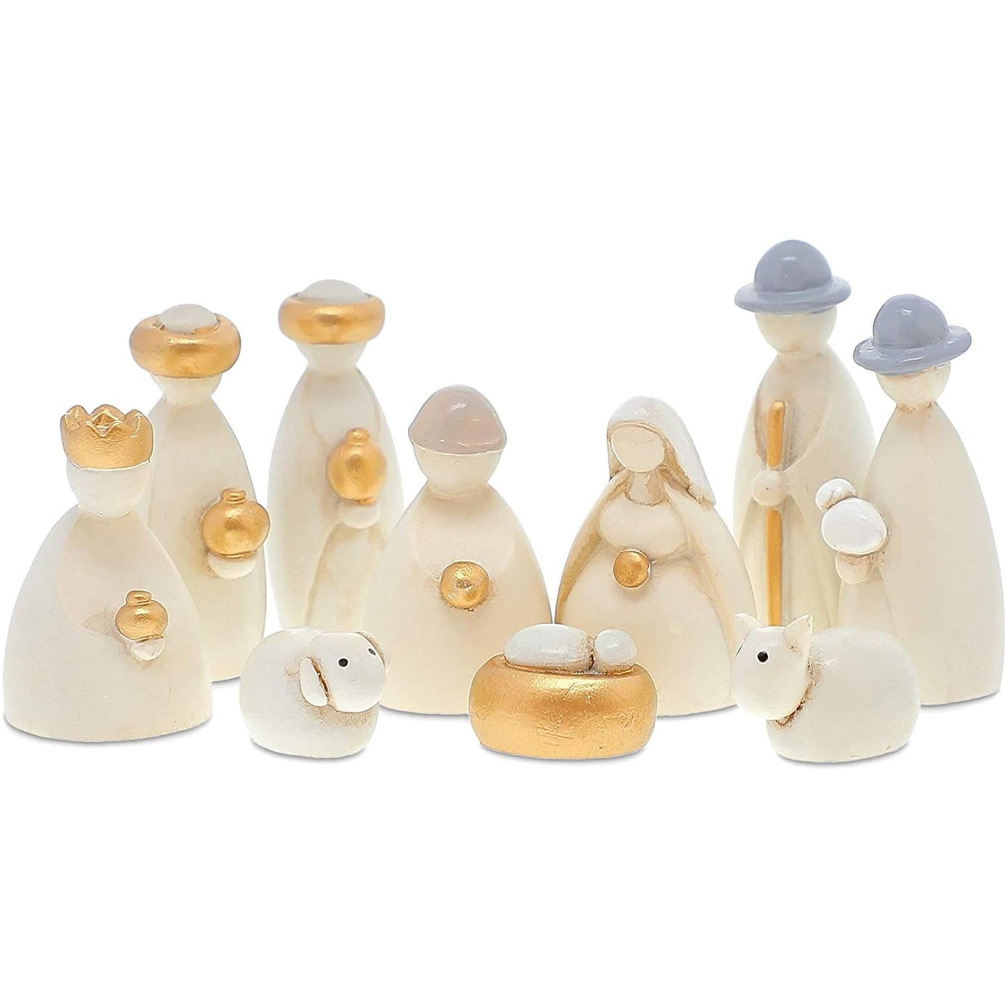 Set of 10 Resin Religious Nativity Scene Figurines for Christmas Decoration