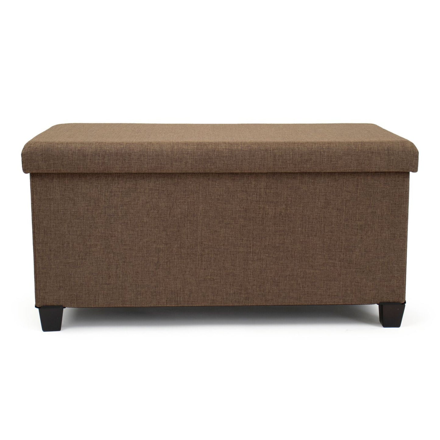 Rectangular Brown Storage Fabric Ottoman Bench