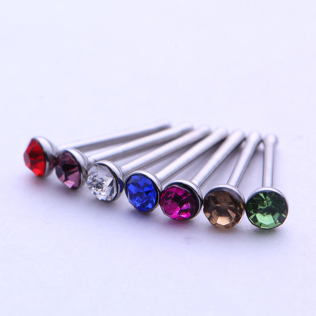 60pcs Stainless Steel Adults Nose Rhinestone Piercing Studs Rings Pins