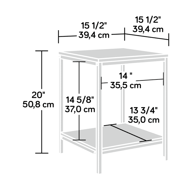 Curiod Square Metal Frame End Table, Charter Oak Finish