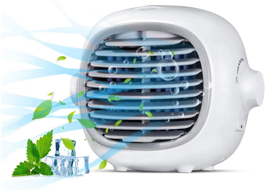 Portable Air Conditioner Fan Evaporative w/ USB Recharged(White)