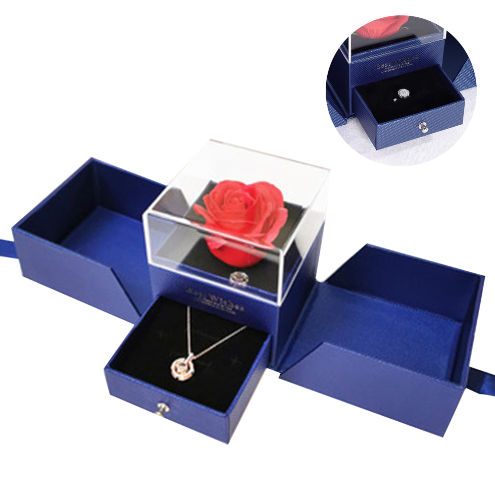 Real Handmade Preserved Rose Flower w/ Jewelry Box