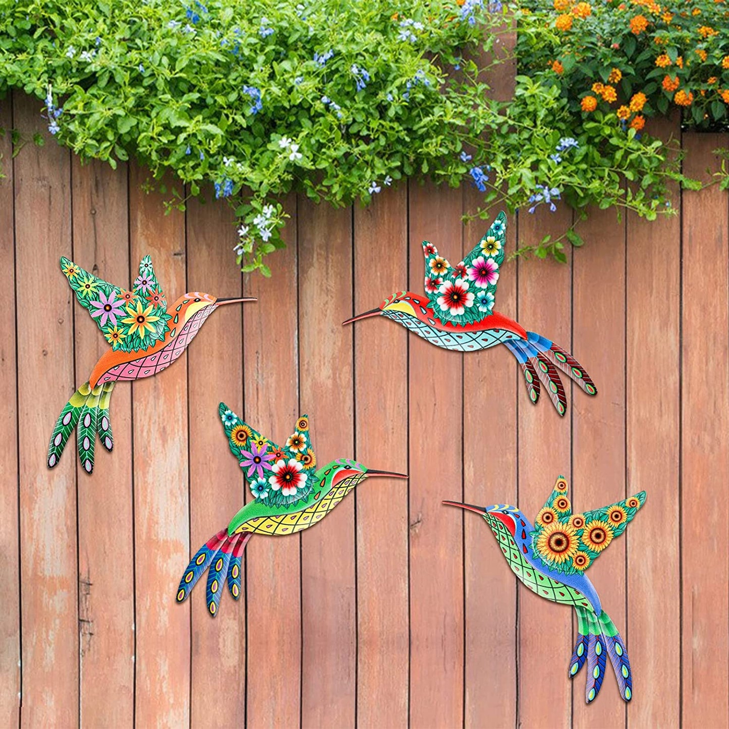 4 pcs Metal Hummingbird Wall Decoration