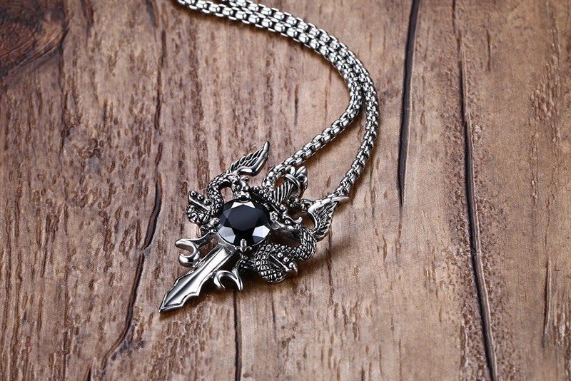 Dragon Sword Necklace Stainless Steel for Women