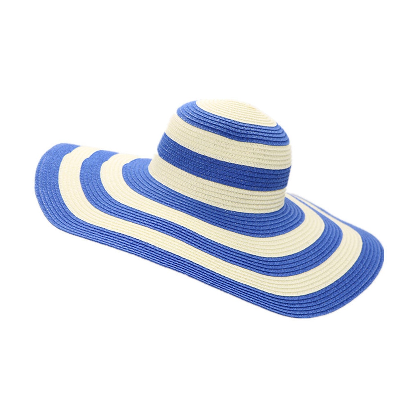 Women Stripe Sun Hat Foldable & Wide Brim