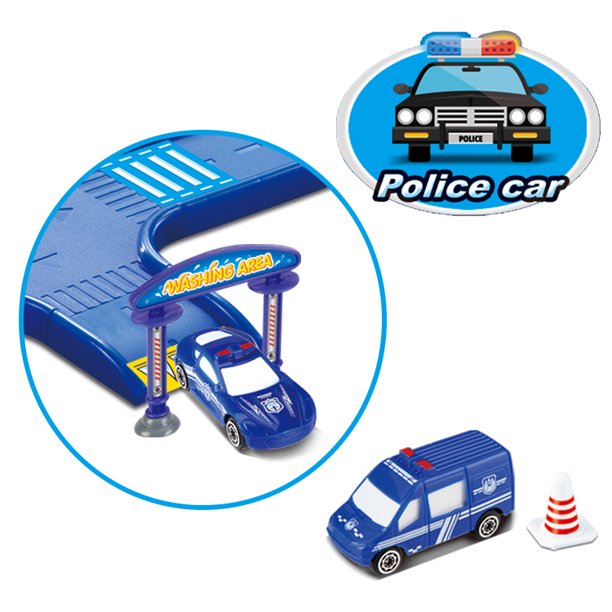 Police City Track Vehicle Toy Playset With Garage Car Wash and More to Kids