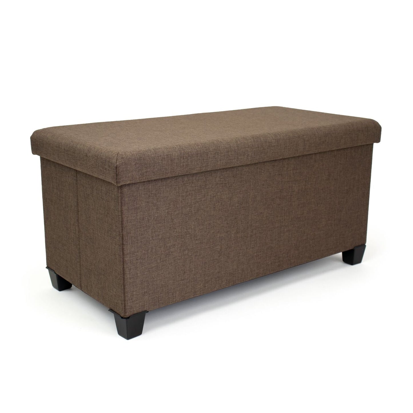 Rectangular Brown Storage Fabric Ottoman Bench