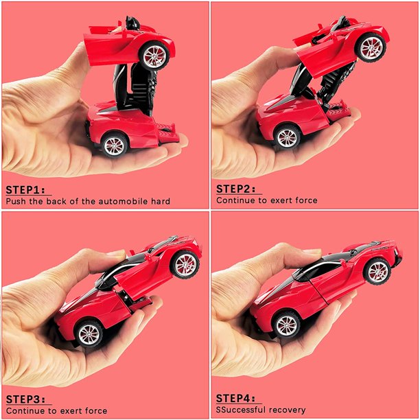 Transforming Toys Cars Robot Gift for Kids Boys/Girls-Red