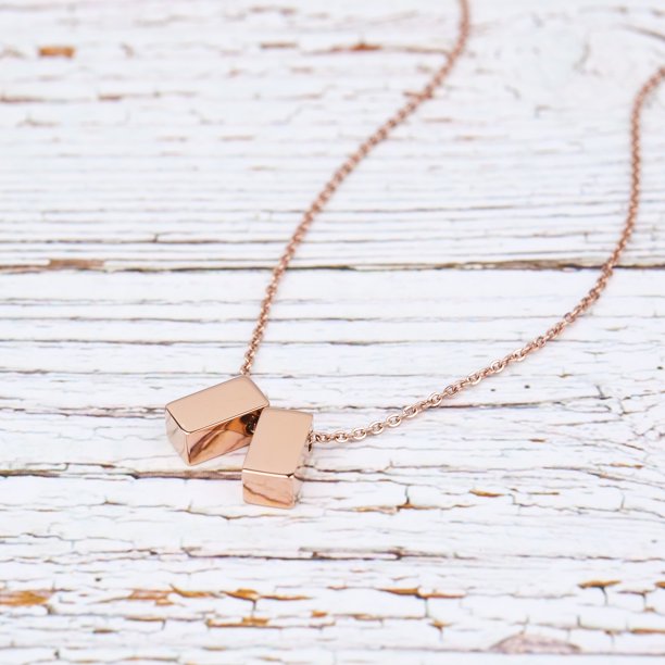 Step Mom Gift, Gift for Other Mom, Cube Necklace Gift for Mothers Day- Rose Gold