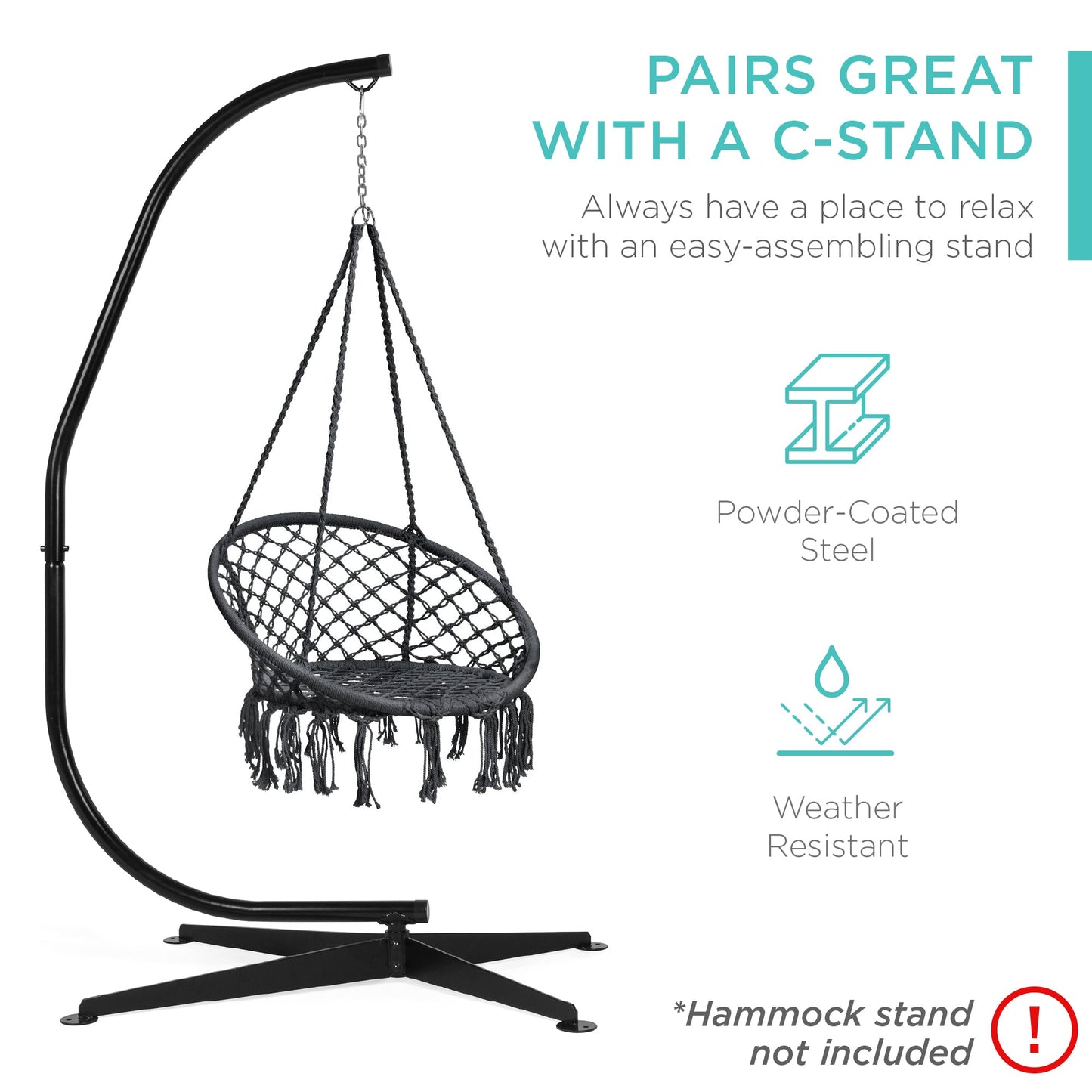 Handwoven Cotton Macrame Hammock Hanging Chair w/ Backrest