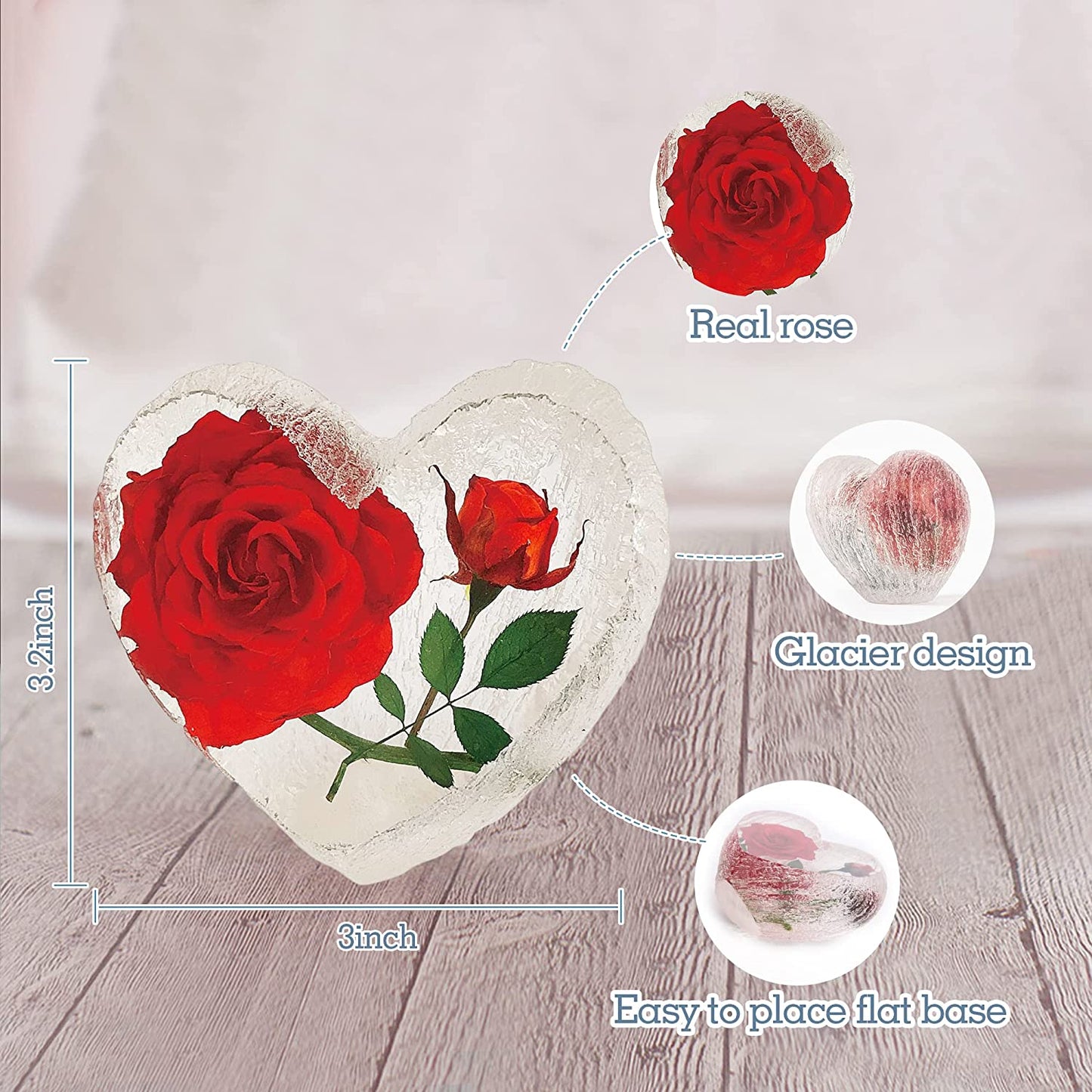 Preserved Red Real Rose Engraved White Wooden Gift Set - Valentines Day Gifts For Her