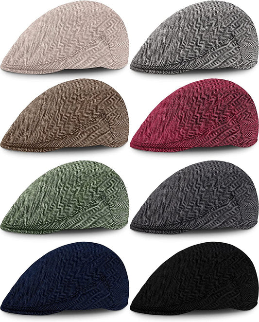 8 Pcs Newsboy Gatsby Classic Men Hats Multicolored