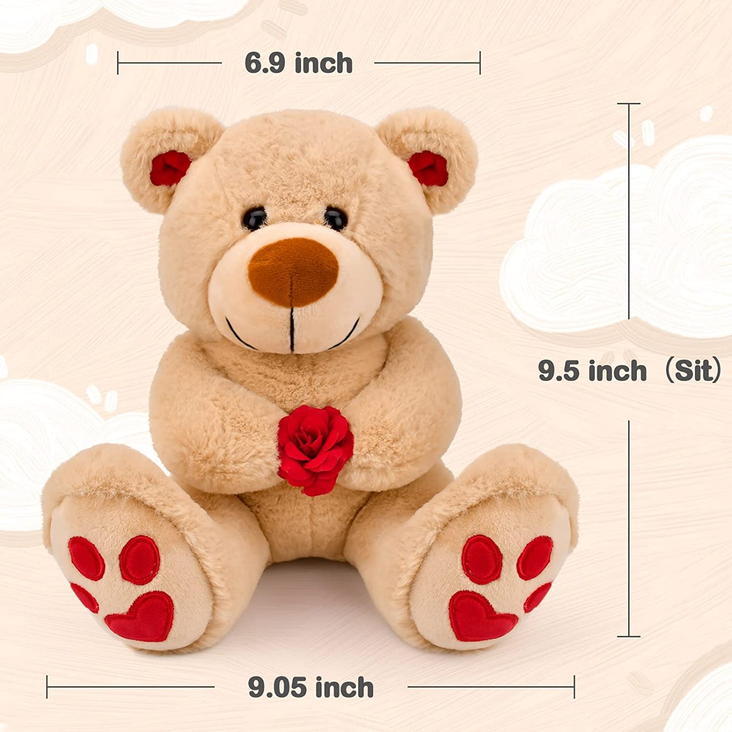 Valentines Day Gifts for Her Mom Wife Girlfriend,10 inch Rose Brown Teddy Bear