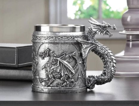 Celtic Dragon Mug, Detailed Unique Beer Coffee Cup Collectible Gift for Dragon Lovers and Decorative Mythical Figures