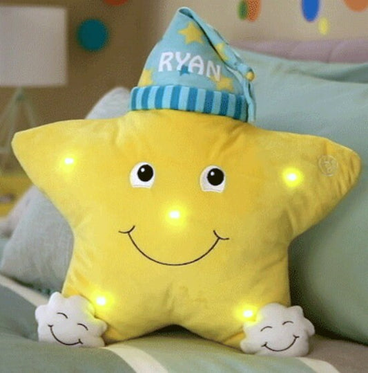 Personalized Twinkle Light-Up Star Pillow with Any Name