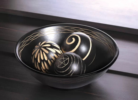 Artisan Decorative Bowl And Balls Contemporary Art Decor Centerpiece 3.5''