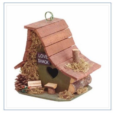 Decorative Wooden Love Shack Bird House with Heart Door Design