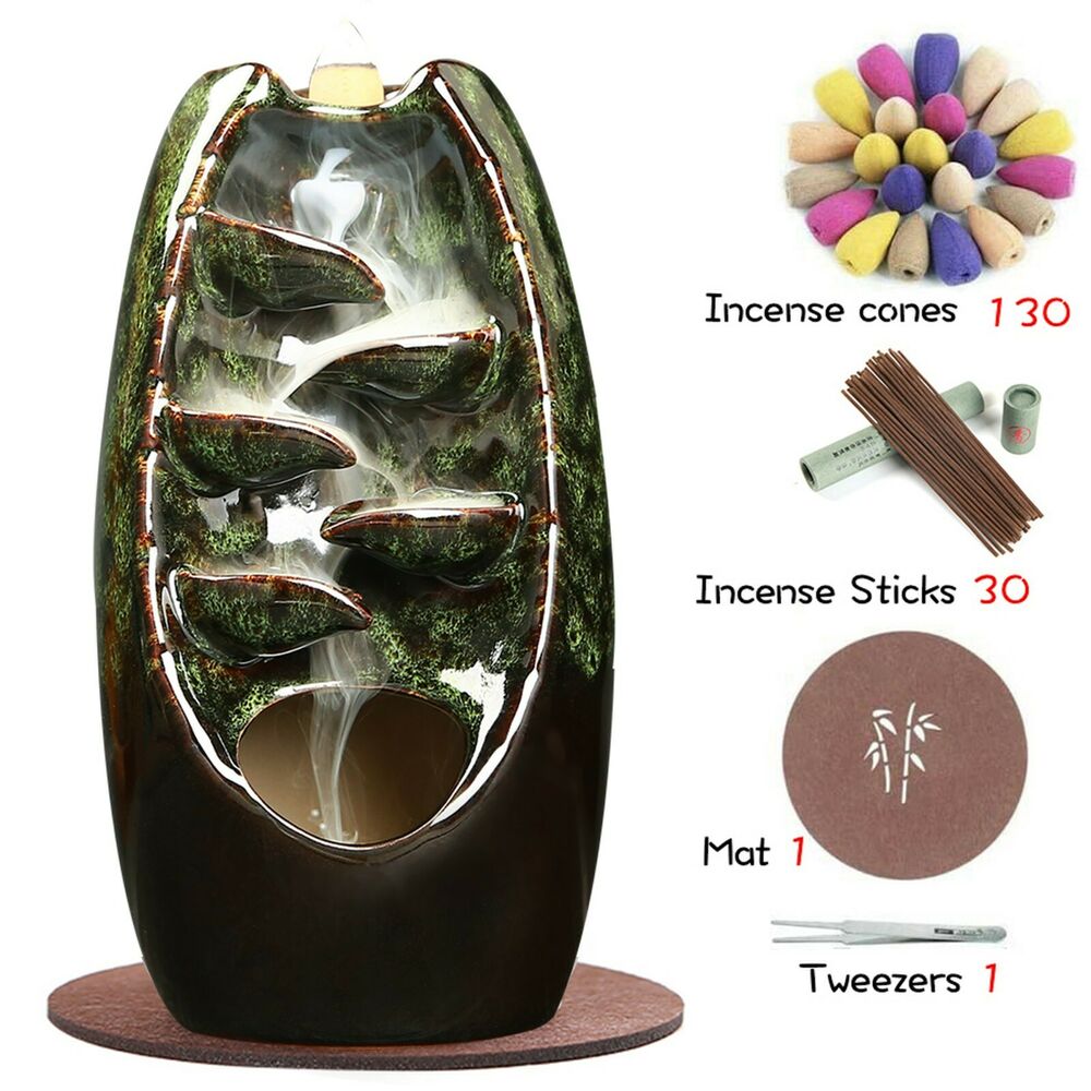 Waterfall incense burner, Backflow burner, Incense set