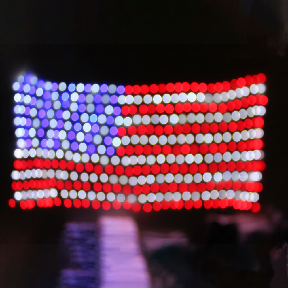 USA Flag Lights 420 LED American Flag Net String Light Hanging Garden Yard Decor